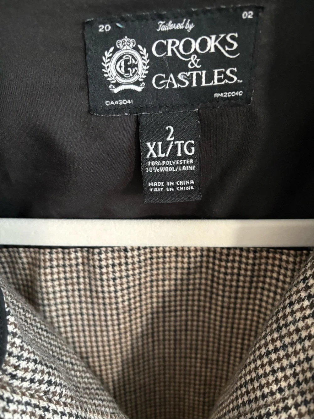 Crooks & Castles Wool Blend Overshirt Shirt Jacket Houndstooth 2XL